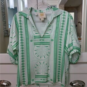 Emily McCarthy Green and White Patterned Ladies Shirt